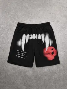 Men's Regular Fit Slogan & Teeth Print Boxer Brief Swim Shorts, Casual Comfy Breathable Swim Shorts for Summer, Fashion Men's Swimwear for Beach Swimming, Swim Bottoms