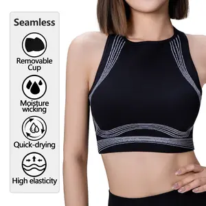 SUNVADUN 1027 Women's Plus-sized Sports Vest Seamless Cowl Neck Stretchable Tight-fitting High Elasticity Yoga vest Moisture-wicking Sweat-wicking Breathable