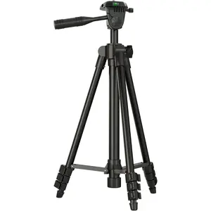 Laser Level Tripod Phone Stand: 51-Inch 130cm Aluminum Lightweight Tripod with 1/4" Screw Mount and Bubble Level for Rotary and Line Lasers Measuring Tools, Carry Bag Included|   Matte Black Photography Equipment Selfie Camera Smartphone [outdoorfun]