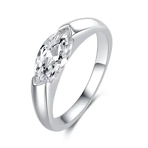 New Simple 925 Silver 5*10 Marquise Shape 1CT Moissanite Design Couple Ring Gift