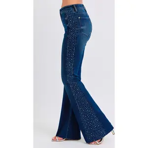 Judy Blue Mid Rise Rhinestone Flare Jeans