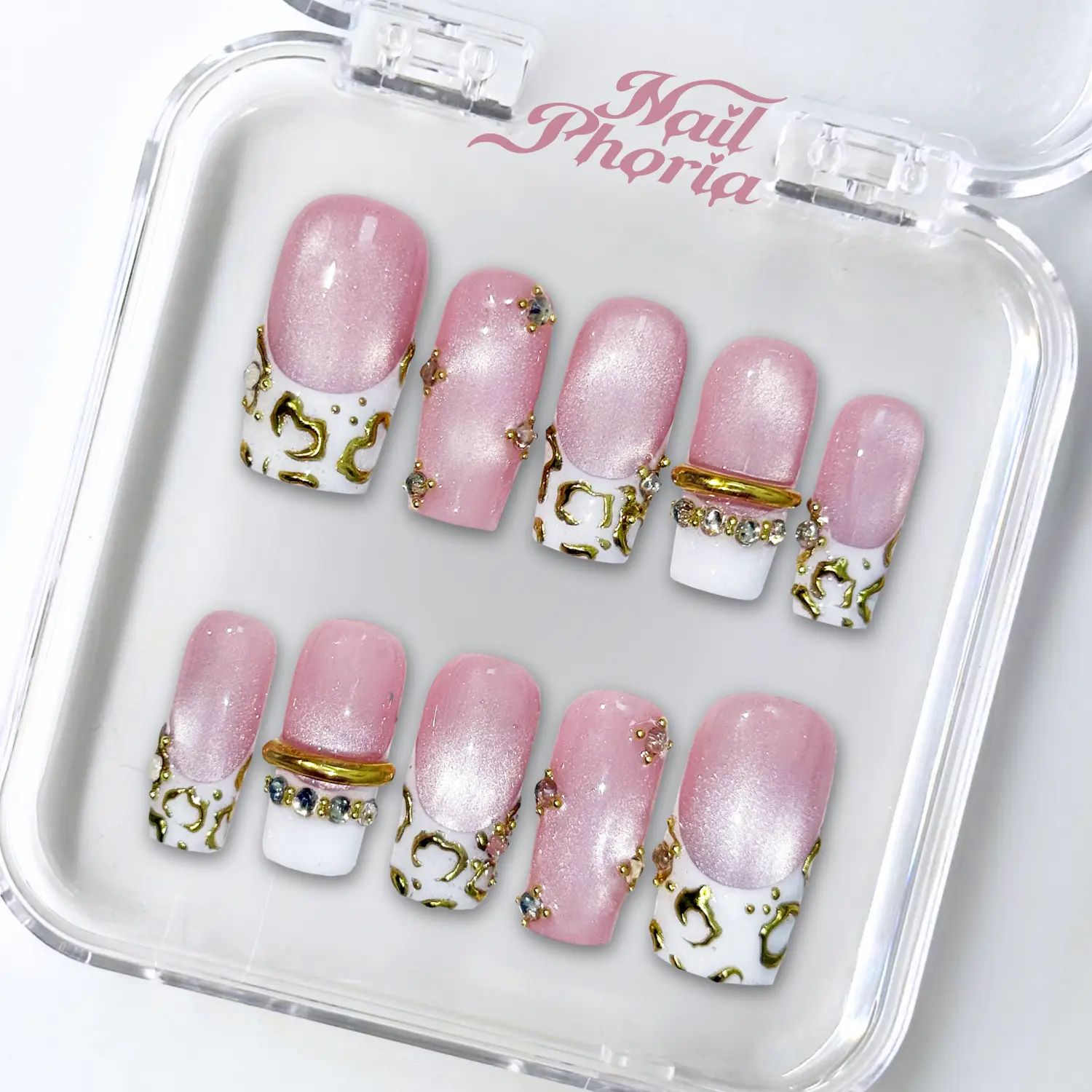 NailPhoria BLONDE LEOPARD-SUMMER Handmade Press-On Nails | Reusable, Salon-Quality, Long-Lasting, Glossy Design