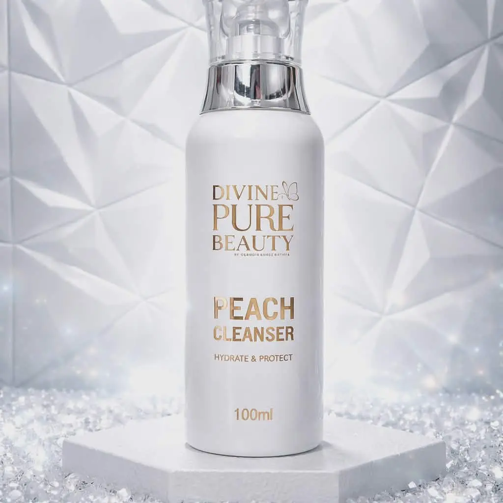 Divine Pure Beauty Peach Facial Cleanser, Hydrating Gentle Daily Wash for Radiant, Soft Skin - Alcohol-Free & Cruelty Free for All Skin Types