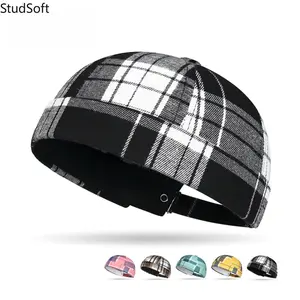 2026 New Plaid Skull Cap - Unisex Retro Brimless Dome Hat, Adjustable Distressed, Streetwear Style Sports & Outdoor Hat, Hats