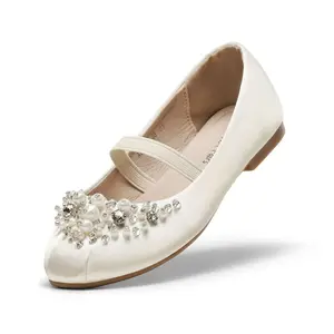 Dream Pairs Girl's Mary Jane Pearl Ballerina Flats
