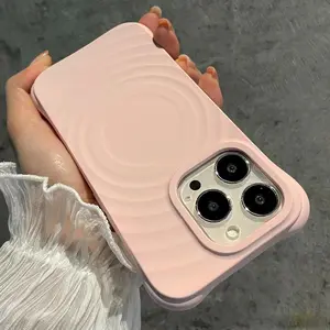 Fin Water Ripple Liquid Silicone For Magsafe Wireless Charge Magnetic Case For iPhone 16 15 14 13 11 12 Pro Max Soft Shockproof Case