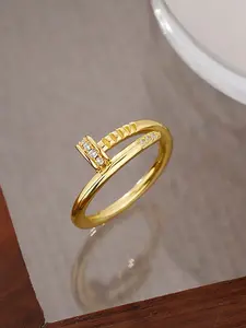 Fashionable Rhinestone Stud Open Ring, Adjustable Ring, Stylish Versatile Design, Perfect Accessory for Any, Trendy Jewelry Piece