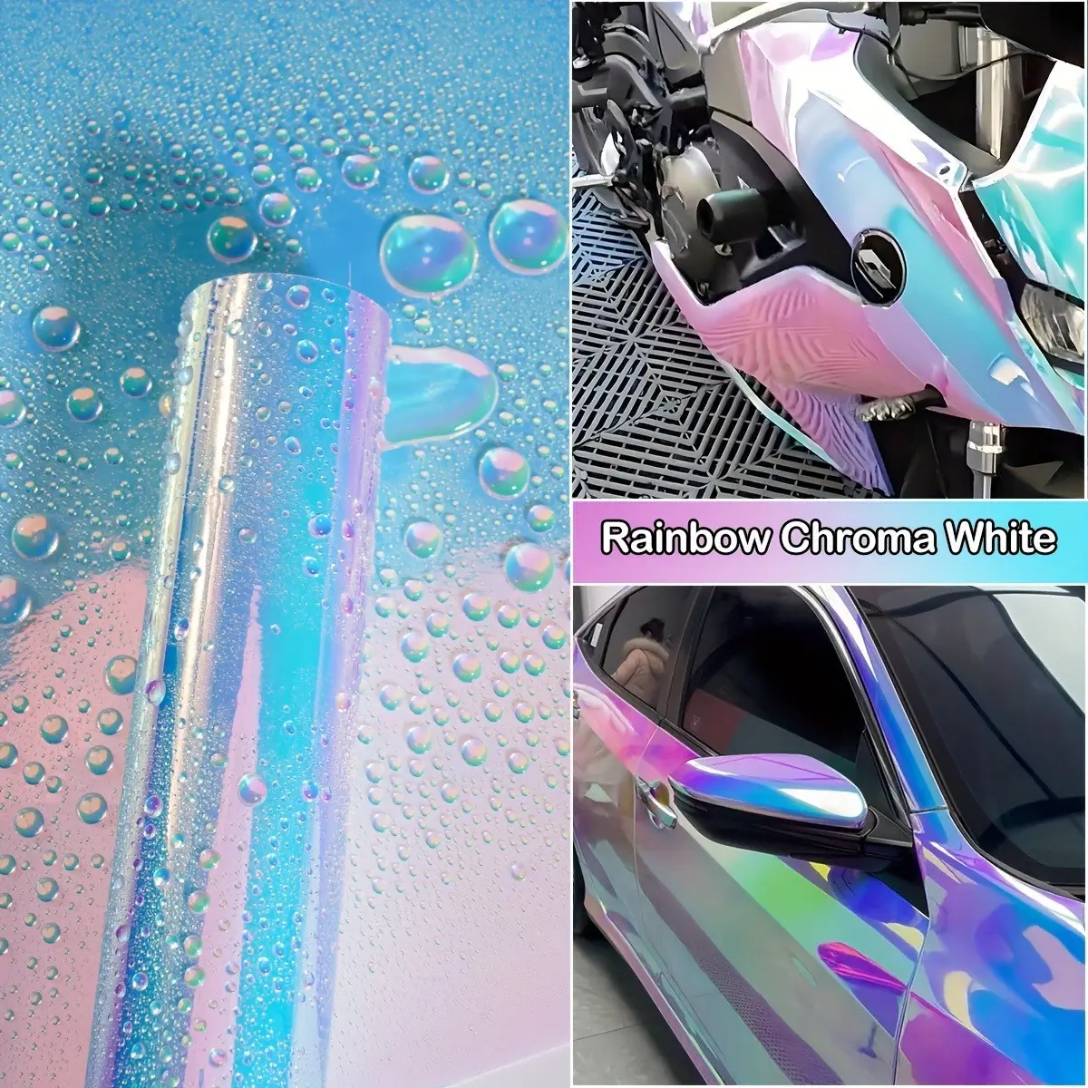 Holographic Rainbow Color-Changing Film, 50cmx300cm, Protects Car Paint, Anti-Scratch, No Peel, for Cars, Suvs, Motorcycles, Helmets, Car Wraps, Automotive Decoration, Car Vehicle Decoration, Car Decorations