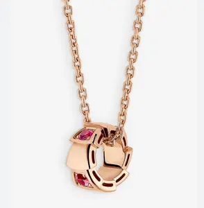 Pre-owned Bvlgari Serpenti Viper pendant with ruby rose gold 18k gold necklace 2022 full set