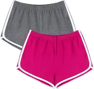 Women's Cotton Gym Yoga Summer Running Active Dance Elastic Shorts, Pack of 2
