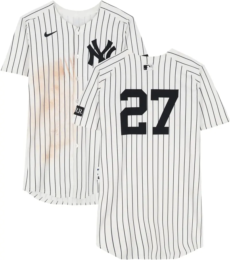 Giancarlo Stanton New York Yankees Game-Used #27 White Pinstripe Jersey vs. Boston Red Sox on October 2, 2025 - Fanatics Authentic Certified