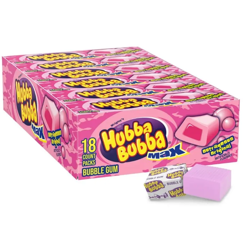 Hubba Bubba Max Chewing Gum, Original Bubble Gum, 5-pieces, 18-count