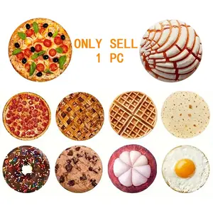 Summer Gift Flannel Material Round Blanket, Fun Food Pattern Design, Lightweight Soft Bed Cover, Suitable for Bedroom Sofa Office, All Seasons Use