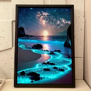 1pc Fluorescent Beach DIY 5D Diamond Painting Kit - Full Diamond Embroidery Cross Stitch Painting Suitable for Wall Decoration, Wall Art Painting, Handmade Gifts and Surprise Gift