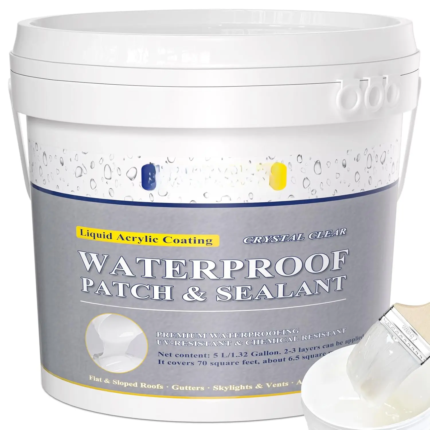 Invisible Waterproof Agent, 1.32 Gal  Waterproof Sealant, Waterproof Glue, Transparent Waterproof Coating Agent, Transparent Waterproof Adhesive Indoor and Outdoor Coating Liquid Rubber Sealant