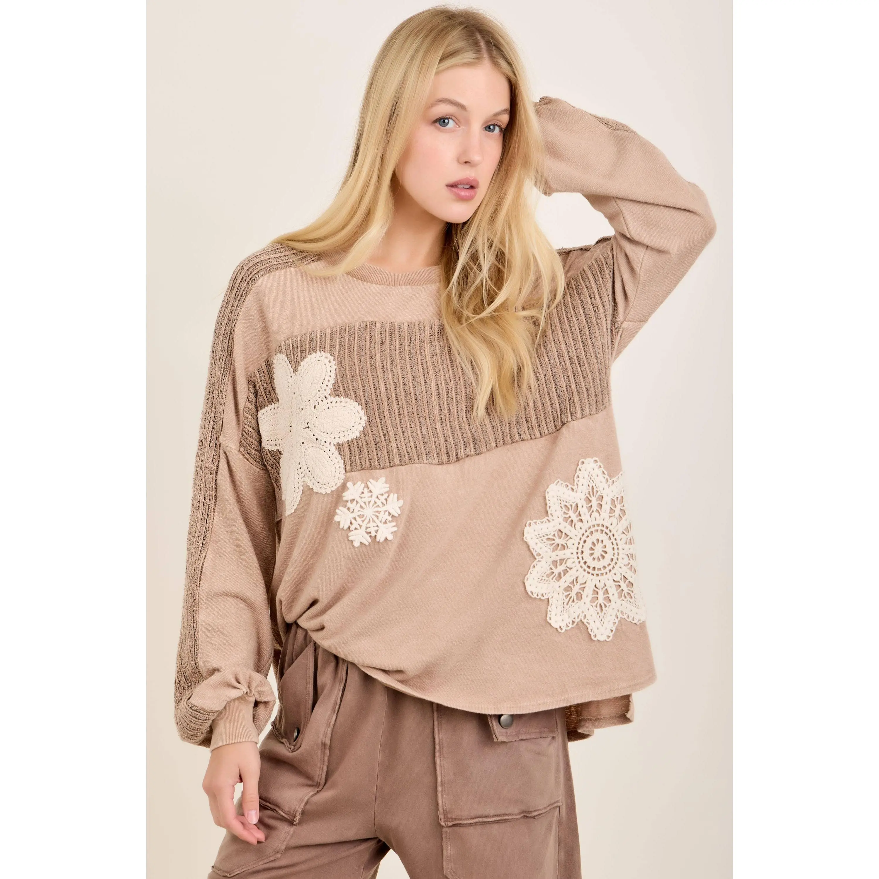 MineralWashed Snowflake doily Winter Sweater