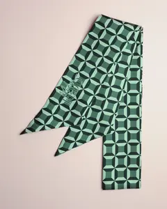 Haute Redd Black & Gray Checkers Silk Twilly Scarf