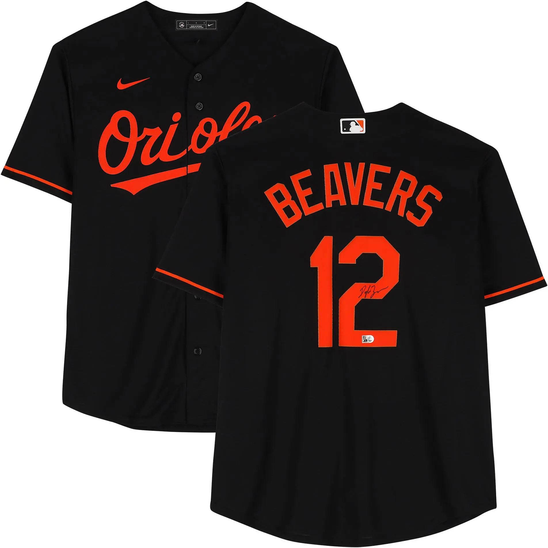 Dylan Beavers Baltimore Orioles Autographed Black Nike Replica Jersey - Fanatics Authentic Certified