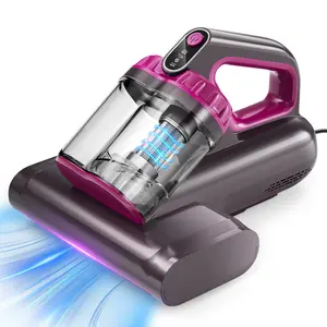 Mattress Vacuum Cleaner 15Kpa 273nm UV-C Light Ultrasonic Heating, 400W Handheld, 0.6L Capacity, Double Cup Wide Suction for Bed Pillows Sofa Corded