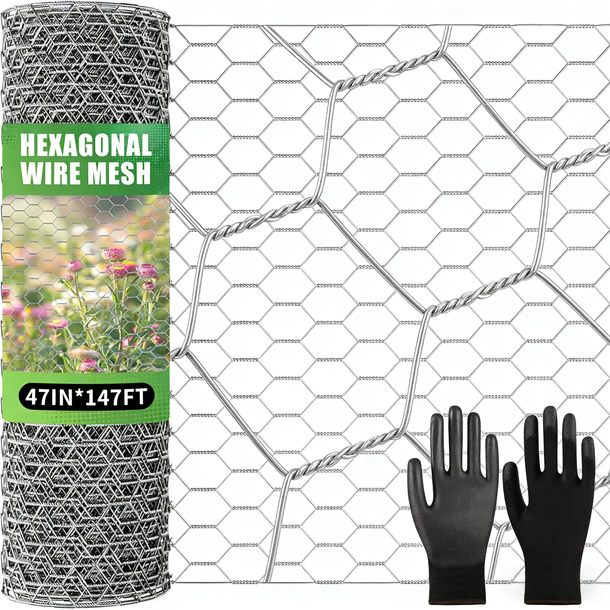 Hexagon Shape Metal Wire Fence Mesh - Durable Multi-Size Poultry Fencing, Garden Enclosures & Craft Barrier for Easy Cutting