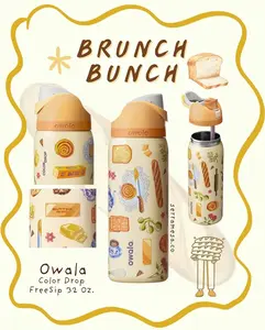 Owala FreeSip 32oz Brunch Bunch Insulated Stainless Steel Water Bottle Limited Edition Model Leak Proof Built In Straw BPA Free Double Wall Travel Tumbler