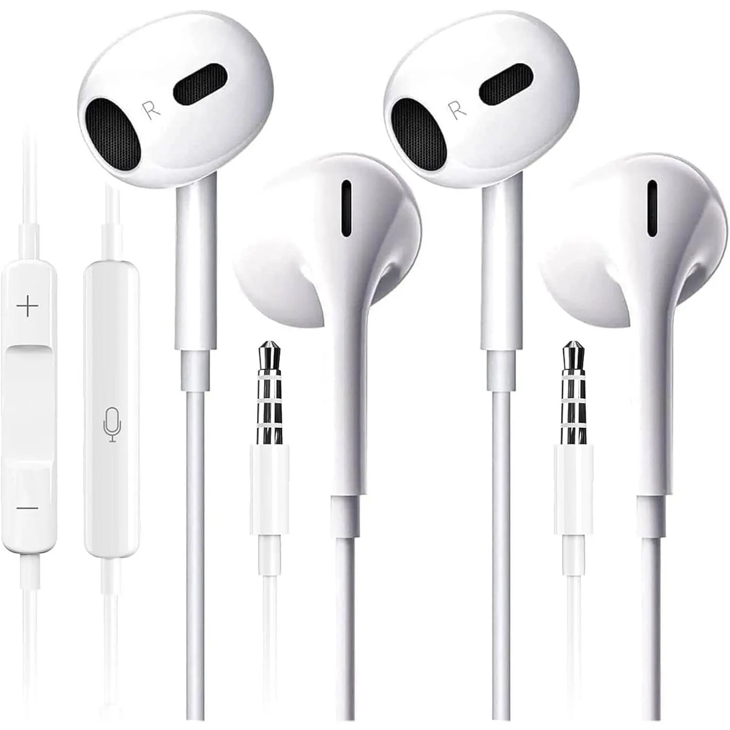 Wired Earbuds with Mic, 3.5mm in-Ear Earphones, Ultra Clear Calls, No Noise, Compatible with iPad/iPhone/Android/Laptop/PC, 2 Pack