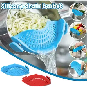 2 Pcs Clip on Strainer, Pot Strainer for Pasta Meat Vegetables Fruit, Silicone Strainer - Fit All Pots and Bowls. Qiunizadila