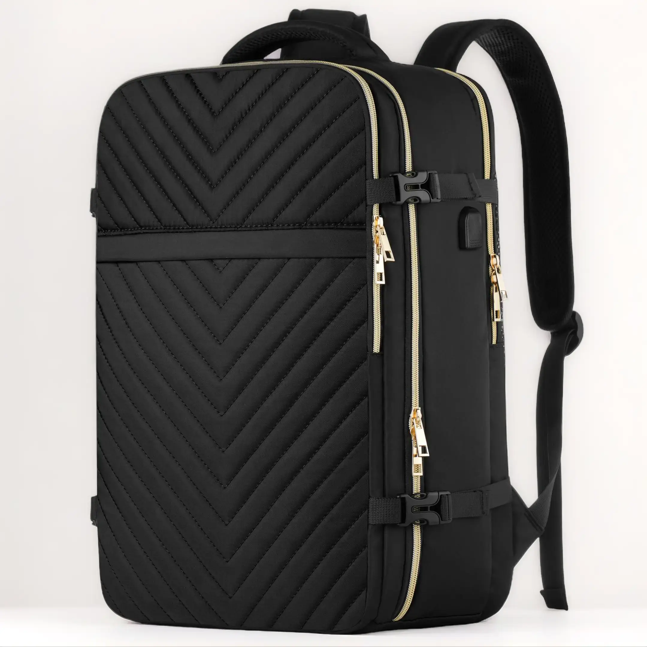 Large Quilted Travel Backpack for Women Men, 40L Carry On Backpack with USB Charging Port.TSA Friendly 17.3 Inch Laptop Backpack for Business & Travel tiktokshopspringglowup