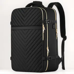 Large Quilted Travel Backpack for Women Men, 40L Carry On Backpack with USB Charging Port.TSA Friendly 17.3 Inch Laptop Backpack for Business & Travel tiktokshopspringglowup