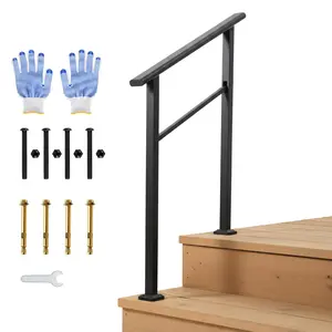 Garvee Outdoor Handrail for Steps,  2 Step Stair Handrail & Indoor Stair Railing Kit, Adjustable Height Staircase Railing Kit for Porch, Deck or Concrete Steps, Easy DIY Installation, Durable Exterior