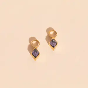 February Birthstone Huggie Hoop Charms