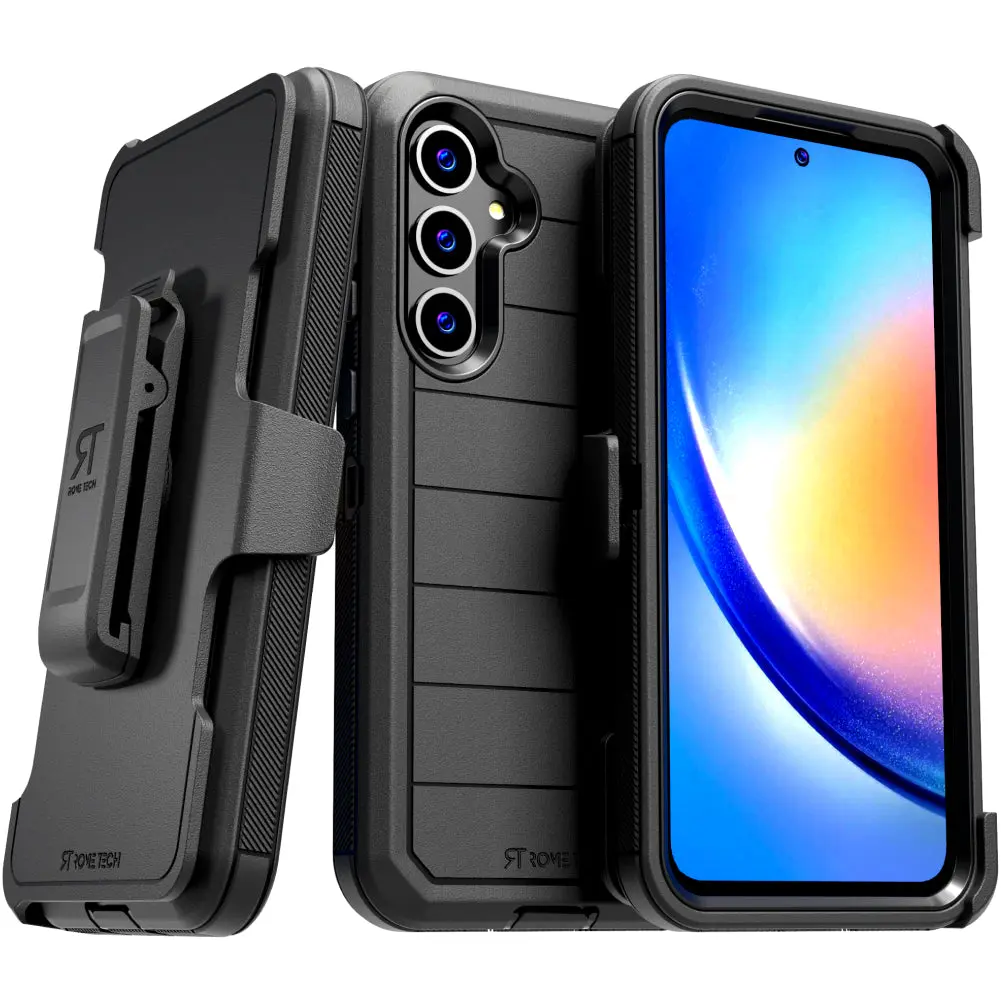 Rome Tech Shockproof Cover Defender Case for Samsung Galaxy A35 5G A25 A17 A16 A15 A07 A06 A05 A05s Four Layers of Protection Cellphone Casing Heavy-duty Protection Holster doubles as a kickstand Durable Clip
