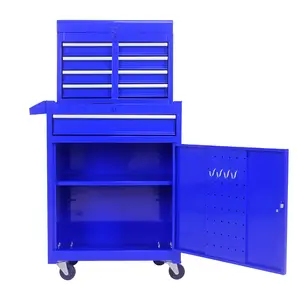 Rolling Tool Chest, 5-Drawer Tool Box Organizer w/Lockable Wheels & Sliding Drawers & Detachable Top & Adjustable Shelf, Tool Storage Cabinet for Garage Workshop, BLUE
