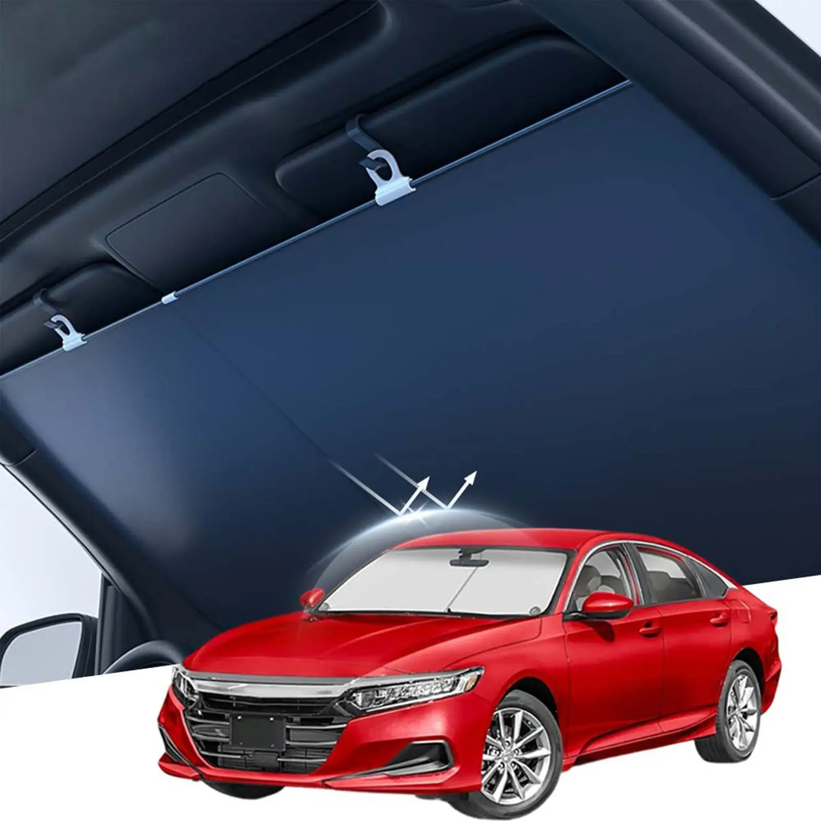HOMEYA 1-Pair Automatic Retractable Portable Car Sunshade - Windshield Cover, Adjustable Heat Shield with UV Protection for Car Windshield, Sun Shade For Car Windshield