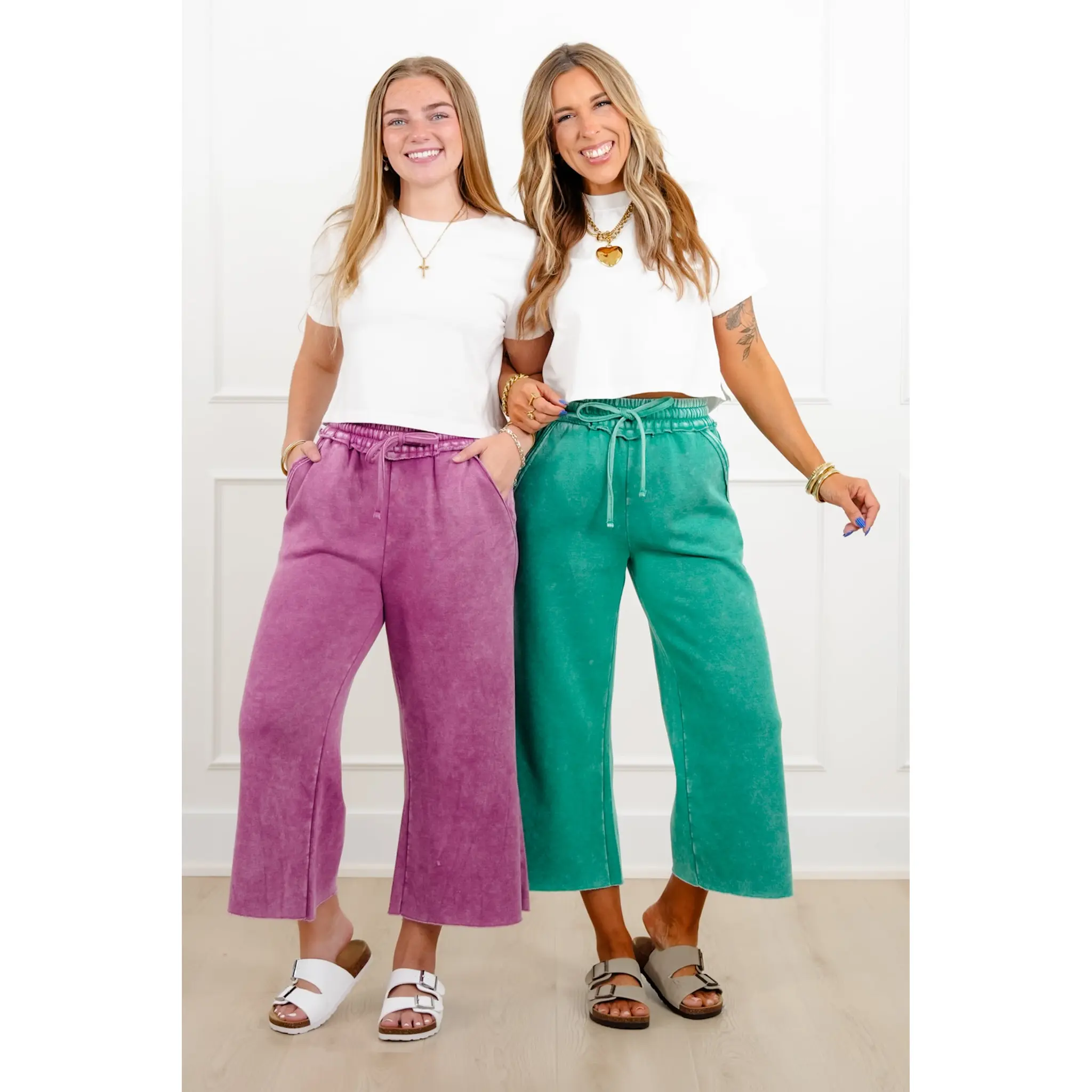 Door Buster! Zenana Acid Wash Fleece Palazzo Sweatpants with Pockets