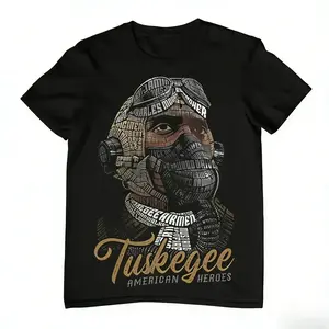 Tuskegee Distorted Names American Heroes T-Shirt – Men’s Streetwear Graphic Tee, Casual Crewneck Short Sleeve Top, Bold Patriotic Design, Soft Cotton Everyday Wear, Trendy Urban Outfit and Gift Idea