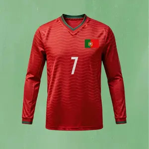 2026 Home Long Sleeve 7# Cristiano Ronaldo Soccer Jersey Red Football Jersey Quick Drying