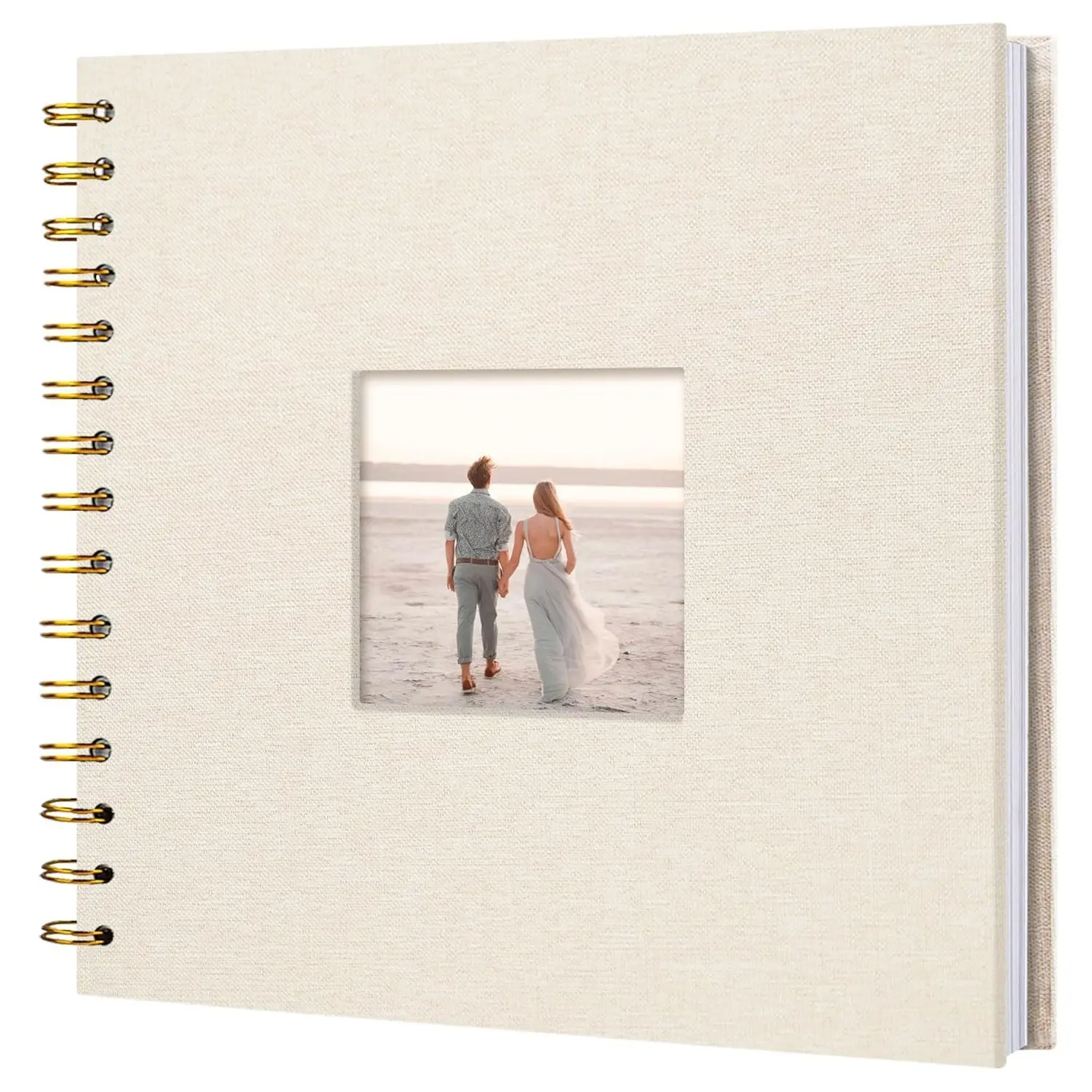 1 pcs  8x8-inch scrapbook photo album with linen cover, hardcover white pages memory book, elegant and minimalist scrapbook album, creative DIY anniversary gift, suitable for travel, wedding guest books, Christmas, and parties, Scrapbooking Albums