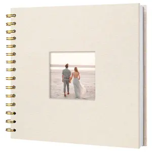 1 pcs  8x8-inch scrapbook photo album with linen cover, hardcover white pages memory book, elegant and minimalist scrapbook album, creative DIY anniversary gift, suitable for travel, wedding guest books, Christmas, and parties