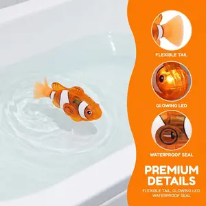 Electronic Pet Fish Bath Toy, 4pcs/set Induction Activated LEDLight Up Swimming Fish, Waterproof Interactive Robot ClownFish Toy with Slow Swaying Movement for Baby Toddlers BathTime