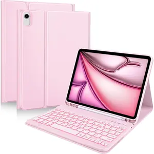 for iPad Air 11 inch (M2) 2024 & iPad Air 5th 4th Generation Case with Keyboard 10.9 Inch, for iPad Case with 7 Colors Backlit  Keyboard,Keyboard Cover with Pencil Holder,