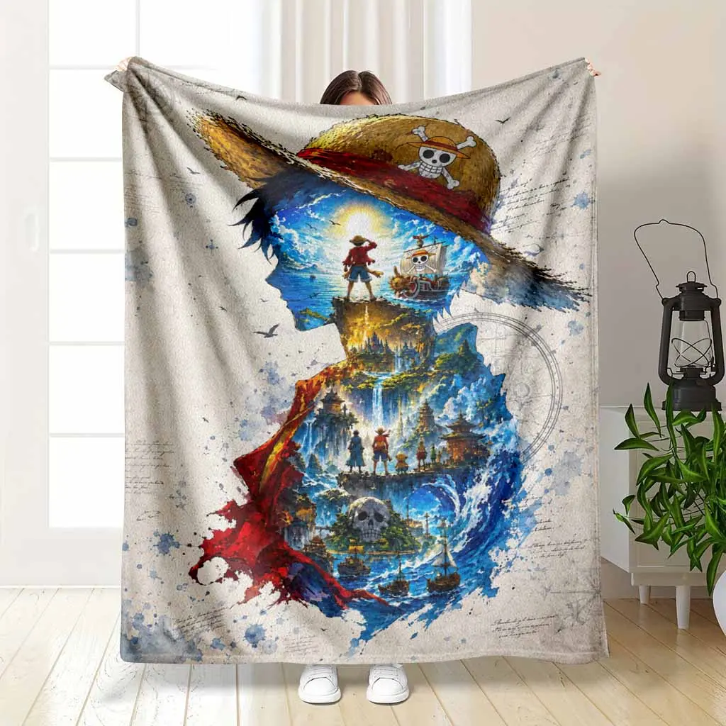 Ocean Adventure Voyage Pirate Ship Art Print Flannel Blanket - Multi-Size Flannel Fabric, Soft, Warm, Lightweight Weave, Cozy, Breathable, Wrinkle-Resistant, Durable Decorative Throw - Living Room Decor, Home & Travel Use, Ideal for Gifting
