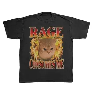 Rage Consumes Me Cat Tee – Angry Fire Cat Meme Shirt, Sarcastic Gothic Graphic