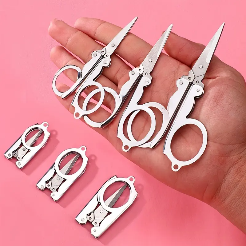 1pc Metal Portable Pocket Travel Cutter Craft Sharp Blade Folding Fabric Scissor Metal Shears