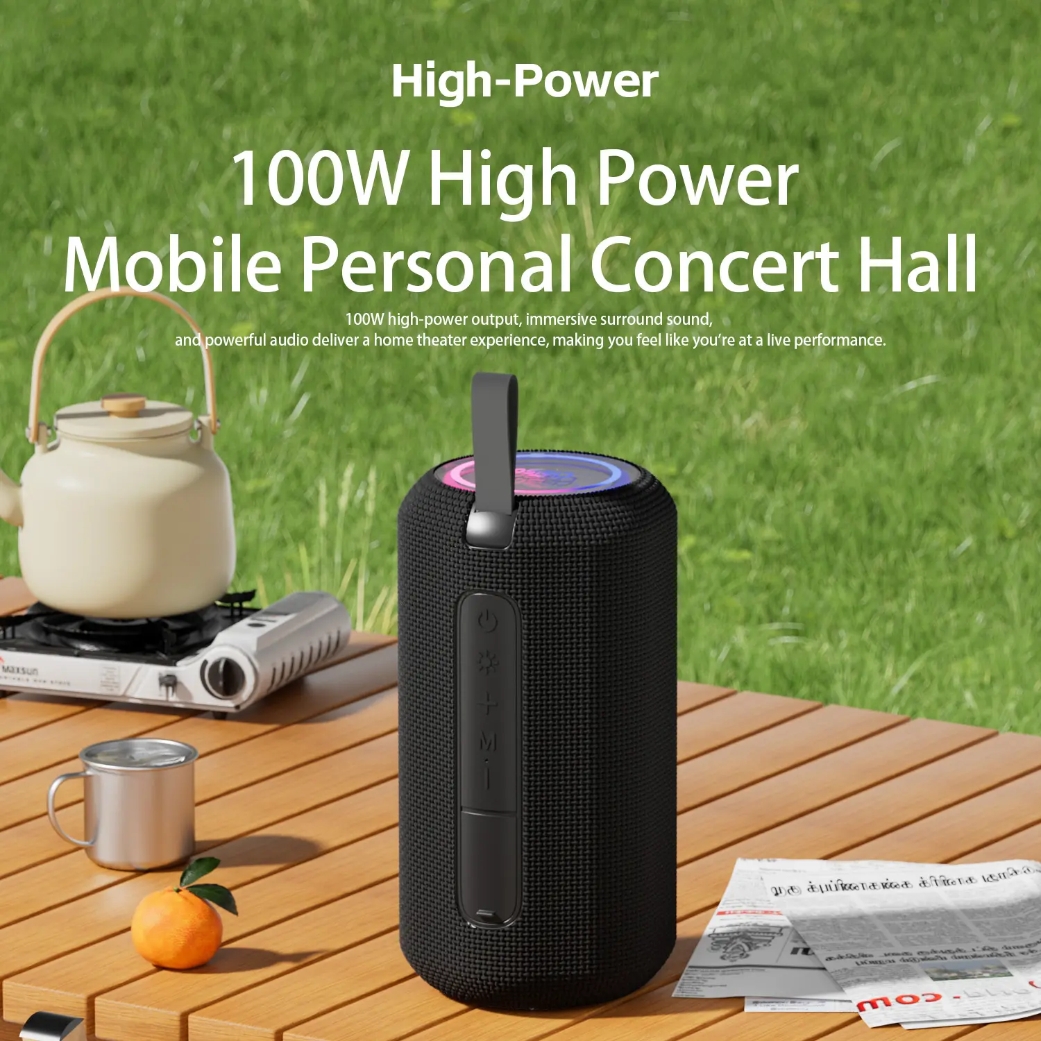 T67 Portable Wireless Bluetooth Cordless Speaker - High-Quality Mobile Audios, 360° Surround Sound, Long-Lasting Battery, Anti-Drop Durable Build, Hanging Rope, Extended Use for PC & Laptop