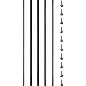 fathersdaygift VEVOR Deck Balusters, 16 Pack Metal Deck Spindles, 44x0.5 Staircase Baluster with Screws, Iron Deck Railing for Wood and Composite Deck, Stylish Black Baluster for Outdoor Stair Deck Porch
