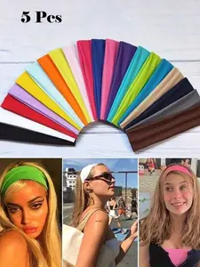 5-18pcs-Random-Colors-Sports-Headbands-Yoga-Fitness-Sweatband-Non-Slip-Absorbing-Hair-Band-Tennis-Headscarf-Sweat Wicking Headband-Workout Headband