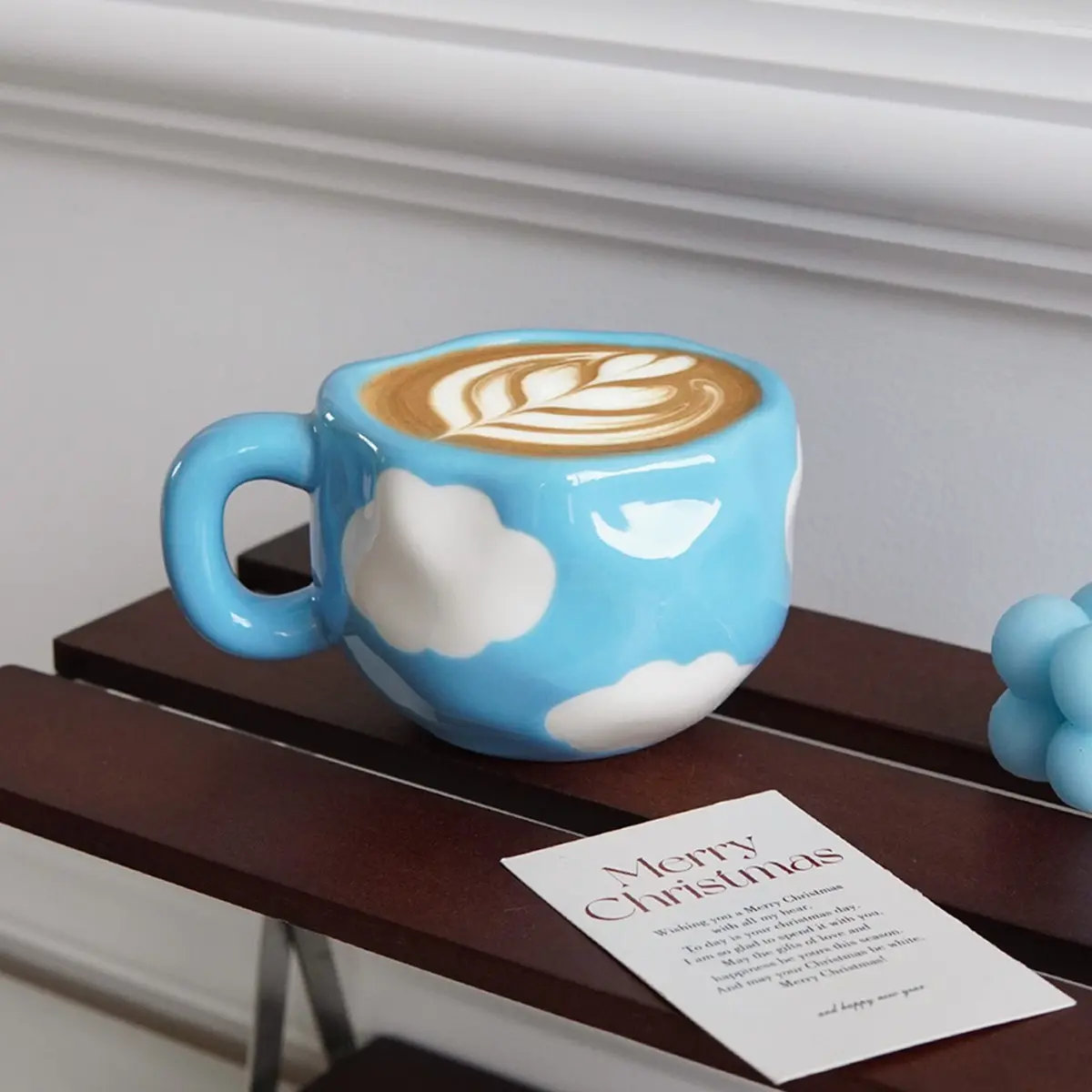 1pc Blue Sky Cloud Ceramic Mug, Irregular Handmade Coffee Cup, Drinkware, Ceramic Classic Drinkware, Ideal for Home Decor, Parties, Gifts and Morning Milk