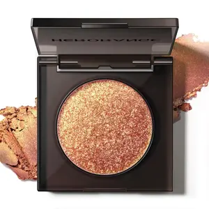 Duochrome Bronze Gold Glitter Eyeshadow, Color Shifting Shimmer Single Metallic Eyeshadow Brightener Palette, Holographic Sparkle Inner Corner Eye Highlighter Iridescent Eye Shadow Makeup#04