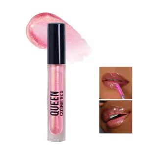 Queen Cosmetics Stargazing Shimmer Lipstick in Clear Tube with Black Cap for Glossy Lip Care Makeup - Pink to Gold Shifting Diamond Shimmer High Shine Lipgloss